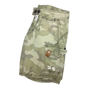 G Star Shorts Mens Medium Camo Military Cargo Y2K Baggy‎ Skater Punk Grunge